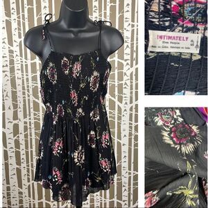 Free People Floral Print Smocked Top Gauze Tank Top NEW size S